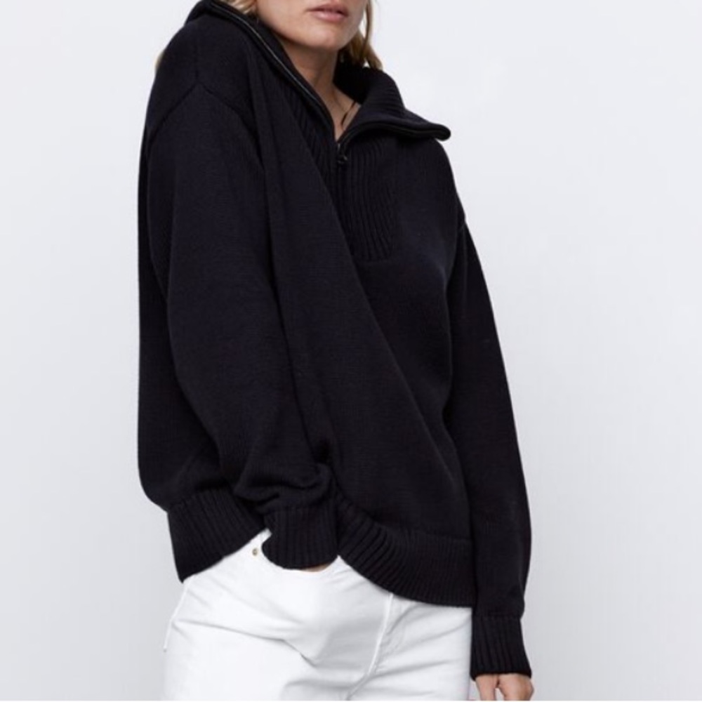 Zara Women’s Navy Blue 100% Cotton Sweater S Size